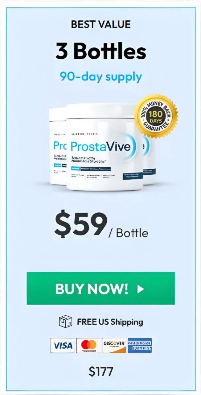 prostavive – 3 bottles offer $49 per bottle prostate health supplement